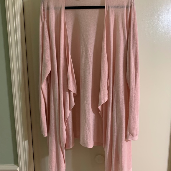 Cynthia Rowley lightweight cardigan, draped front, pink heather, 2x - Picture 1 of 4
